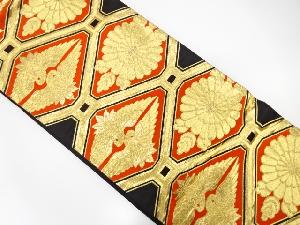 アンティーク　蜀江に菊・向かい鶴模様織り出し袋帯（着用可）